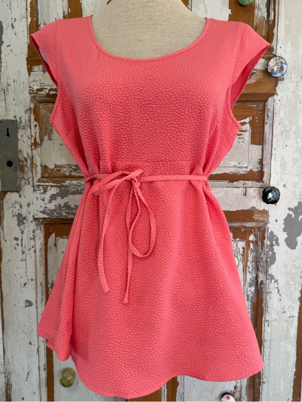 Motherhood Coral Pebbled Tie-Front Maternity Tunic